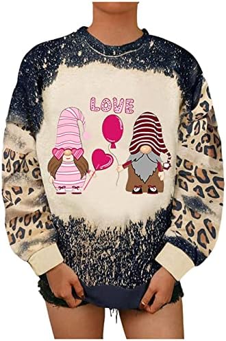 Пуловери с изображение на Свети Валентин и любовни писма, жилетки за жени, забавни празнични върхове с кръгло деколте и дълги ръкави, по-големи размери