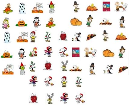 60 Есенно-Зимните Празнични Стикери Peanuts водна пързалка За нокти / Нийл-арт (Хелоуин, Ден на Благодарността, Коледа)
