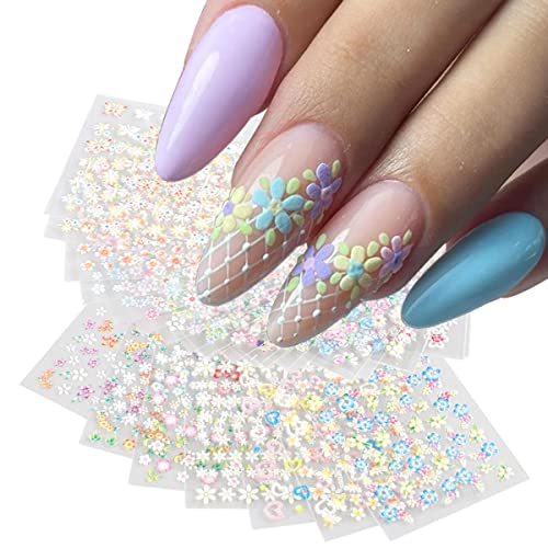 30 Листа Цветни Стикери за Дизайн на ноктите под формата на Цветя, Етикети, Многоцветен Цвете, Леден Кристал, папийонка, Сърца, Дизайн на нокти с Кристали, 3D Самозалеп