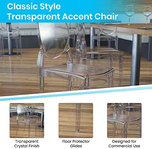 Комплект мебели Flash от 4-те сверхшироких стола Ghost от смола, с тегло £ 700 Капацитет - Прозрачен стол