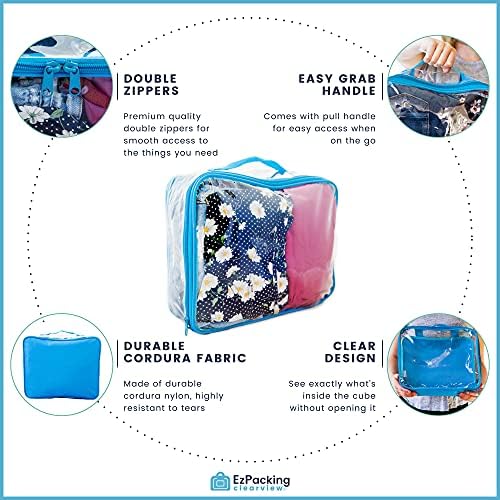 Средно Прозрачен Пътен Опаковъчен Куб / Прозрачен Органайзер за дрехи за Куфар