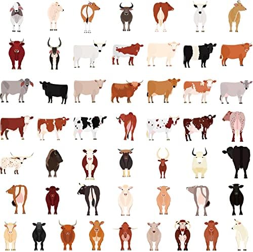 Етикети за едър Рогат добитък 50 бр., Скъпа Стикер с изображение на Крава за Лаптоп, Бутилки за Вода, Телефон,