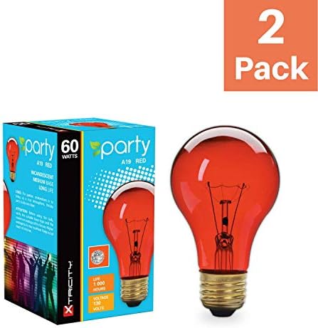 Цветна лампа с нажежаема жичка Xtricity A19, 60 W, Среден Цокъл E26, 130 В, Червена (2 опаковки)