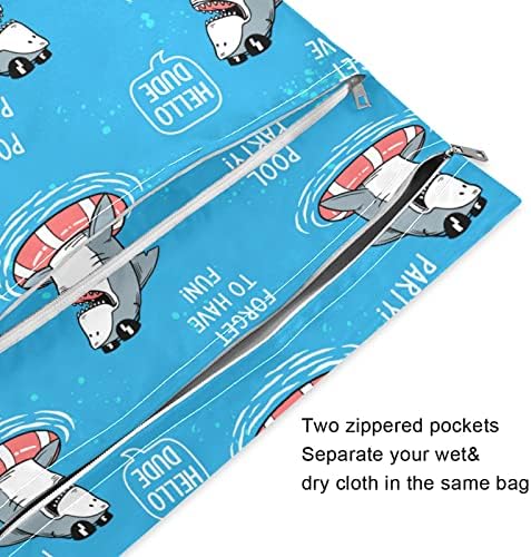 ZZXXB Shark Не Забравяйте да се забавлявате Водоустойчив Влажна Чанта за многократна употреба Текстилен Влажна Пелена