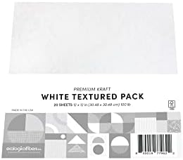Колекция текстурирани крафт-хартия Ecological Fibers Premium, 12 x 12, Бяла, Опаковки по 20 броя