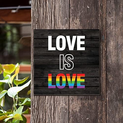 DecStic ЛГБТ Pride Дървени Знаци на любовта е Любов ЛГБТК Гей Плака Гордост Напредък Ретро Дървен Окачен Знак