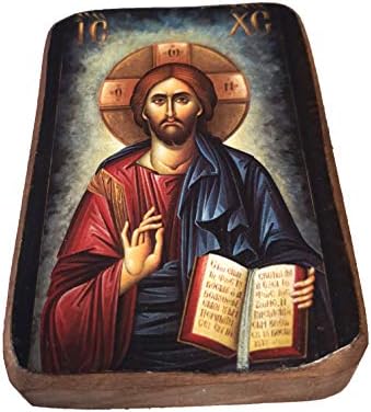 Дървена гръцката православна икона на Исус Христос от Дърво / А02