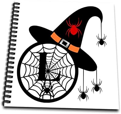 3dRose Монограм L Шапка на Вещица за Хелоуин, Паяци и Книги за рисуване паяжини (db-371509-1)