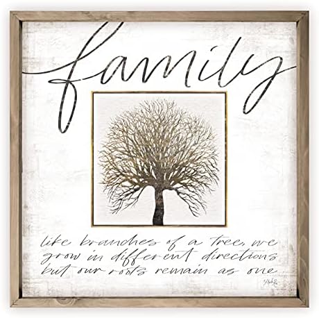 Семейство, Като Клони на Дърво, Ние Израстваме В различни посоки, Дървена Рамка В Селски стил, Стенен Декор, Знак 12x12