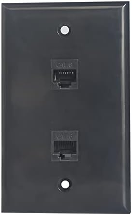 Стенни плоча BUPLDET с 2 порта Ethernet Черно - Cat6 Кабел Ethernet RJ-45 с една връзка, Стенни плоча, конектор за свързване към панела