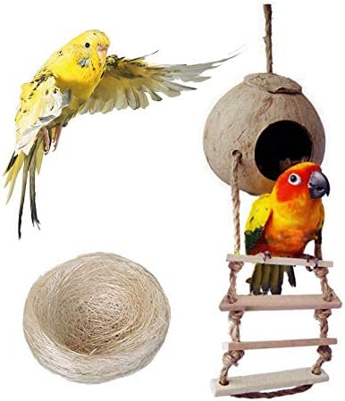 Bird ' s Nest за Естествени Папагали Кутия за Отглеждане на Кокосови Папагали, Къщичка за Неразлучников,