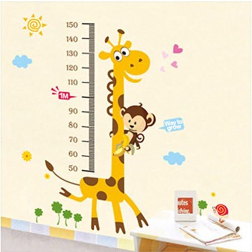 Етикети Дизайн Stickerskart Стикери за стена Детска Таблица на растежа на Жирафа Подвижна Голям Винил (Размер