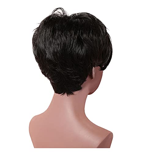 дамски перуки За подмяна на косата, 10-инчов Женски Черни Перуки от Высокотемпературного Влакна, Къси изкуствена