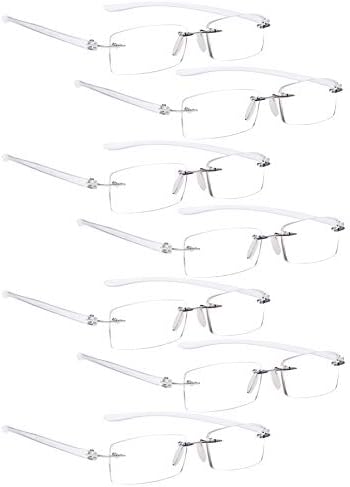 LUR 7 опаковки очила за четене без рамки + 3 опаковки на метални очила за четене в полукръгла рамка (общо 10 двойки ридеров