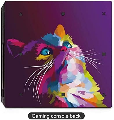 Цветен портрет на котката в стил поп-арт, стикер от PVC, защитен стикер за PS4 Pro/PS4 Slim Controller
