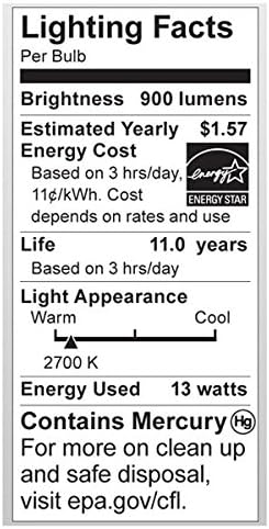 12 Опаковки Компактна флуоресцентна лампа Satco S7217 мощност 13 W T2 Ultra Mini Спирала 2700K Мек бял цвят (подмяна на 60 W)
