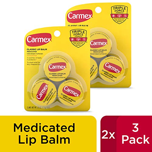 Буркани с лечебен балсам за устни Carmex, овлажняващ крем за сухи, напукани устни, 0,25 грама - 3 части (2 опаковки)