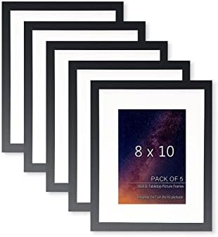 Рамка за снимки 8x10, черна, 5 x, За показване на снимки 5x7 с мат или 8x10, без Подложка, за декора на стените