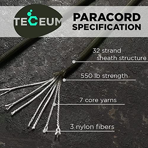 Паракорд TECEUM 550 паунда – идеален за бродерия, проекти Направи си сам къмпинг, военни действия и активен отдих на открито – на Повече от 40 цвята – Тактически парашут