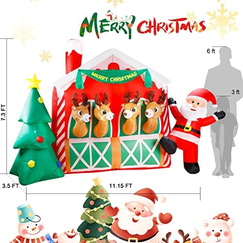 YOUBET 11FT Коледен Надуваем Открит Усмивка на Дядо Коледа - Надуваеми Украса за Коледа-Надуваеми Декорации