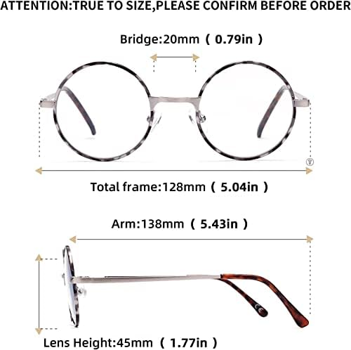 LianSan Ретро Кръгли Очила за Четене, За Жени, Мъже Метална Дограма за Синята Светлина Блокер Читатели Ретро Стил