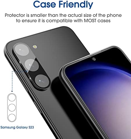 Амфильм 2+2+2 Комплекта е Съвместим с Samsung Galaxy S23 5G 6,1-инчов защитен екран от закалено стъкло OneTouch и прозрачен калъф [Срещу пожълтяване]