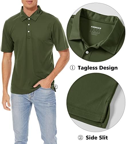 Мъжки ризи Поло MAGCOMSEN, Ежедневни Работни Тениски с 3 Копчета, Бързосъхнеща Риза за Голф с Къс Ръкав, От Трико,