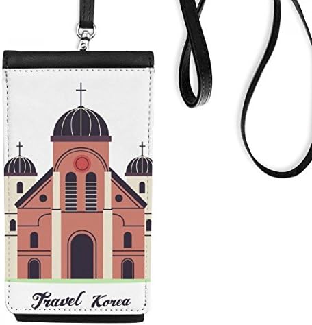 Посещение на Църква в Южна Корея Телефона в Чантата си Портфейл Висящ Калъф За Мобилен Телефон, Черен Джоба