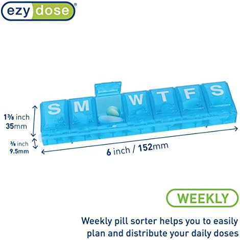 Хапчета EZY DOSE за една седмица (7 дни), лекарство, Кутия-органайзер за витамини, Големи заключващи се отделения за съхранение на рецепта лекарства и предотвратяване н?