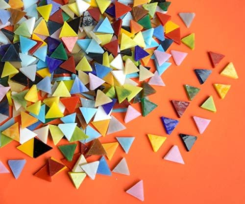 Lanyani 800 Броя Триъгълни Мозаичных плочки от Витражного стъкло 5/8 инча - Различни цветове, за художествено творчество