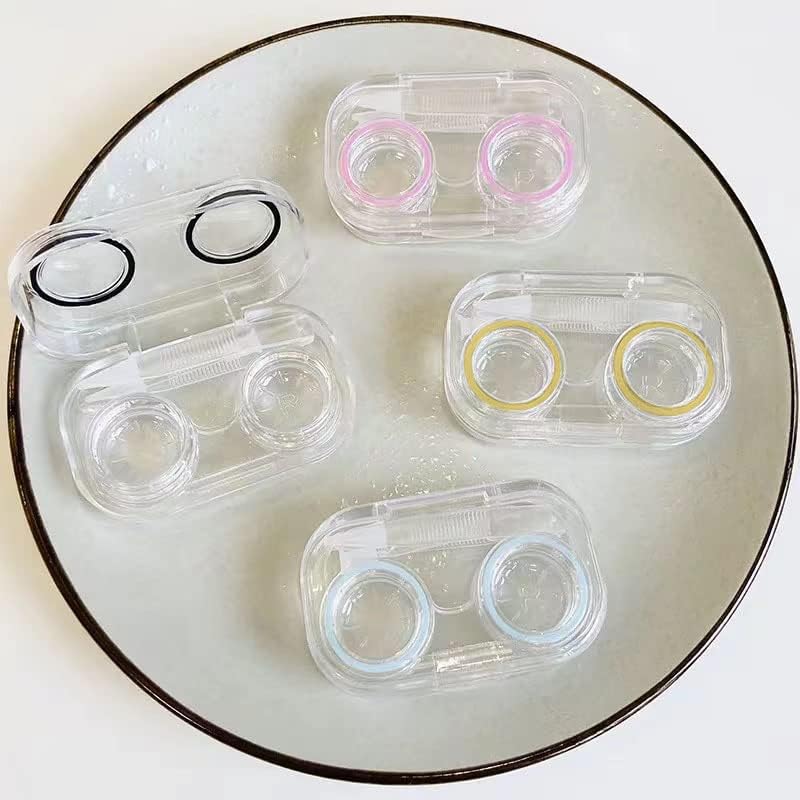 Седалките за контактни лещи Tuklye 4, с цветна рамка за контактни лещи, външна преносима мини кутия за накисване на контактни