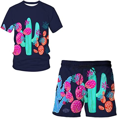 Лятна Ярка тениска с изображение на Животни и растения, Мъжки къси Панталони с 3D Дигитален Печат, Панталони с Къси