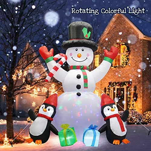 6-Подножието Коледни Надуваеми Украшения за улицата, Trrisaun Upgrade Снежен човек Пингвин Надуваеми Декорации
