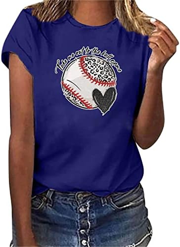 Женска Тениска с Къс ръкав и кръгло деколте, и Бейзболни Топки, Сладки Тениски С Графичен Дизайн, Летен Потник, Блуза