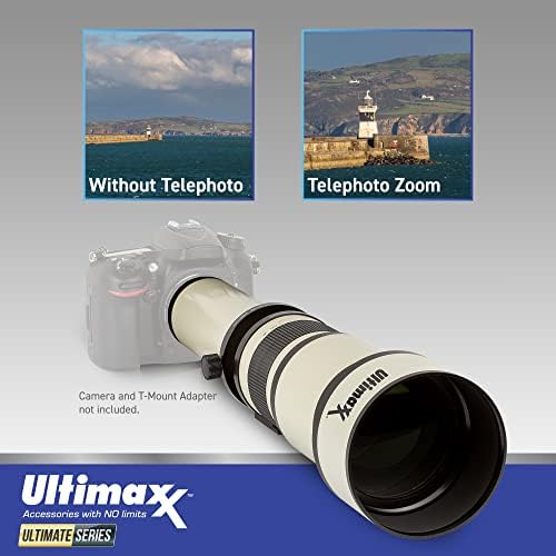 Ultimaxx 650-1300 мм (w/2x-- 1300-2600 mm) Комплект телефото обективи с увеличение за Nikon D7500, D500, D600, D610, D700, D750, D800, D810, D850, D3100, D3200, D3300, D3400, D5100, D5200, D5300, D5500, D5600, D7000