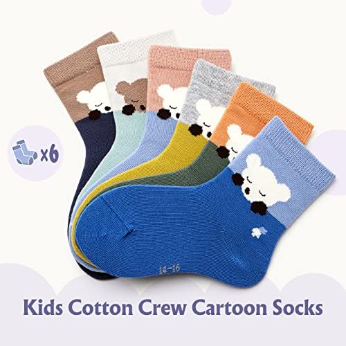 За момчетата памучни чорапи за деца, цветни тримесечие на карикатура чорапи безшевни чорапи, рокли мечки за момчета, 6 бр