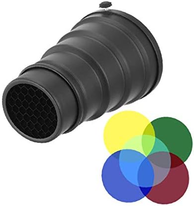 Метален стробоскоп X-DREE Тънки Snoot с телени мрежи, 5 бр. в комплект цветни филтри, за да фотовспышки Bowens Mount Monolight с дължина 150 мм /5,85 (нов метален стробоскоп Lon0167 оборудва