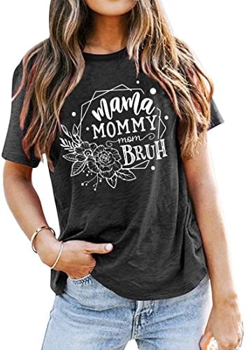 Ризи Мама за Жени, Тениска Мама Mommy Mom Bruh, Забавна Тениска за Мама, Тениски