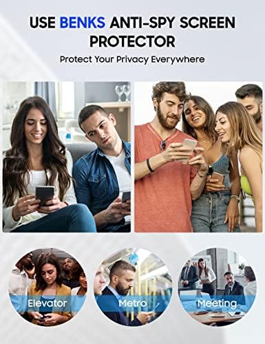 Защитно фолио BENKS Privacy Screen Protector за iPhone 13 Pro Max / 14 Plus [6,7 инча] От закалено стъкло със защита от шпионски [Setup рамка със защита от прах 1 s] Стъкло със защита от надраскване
