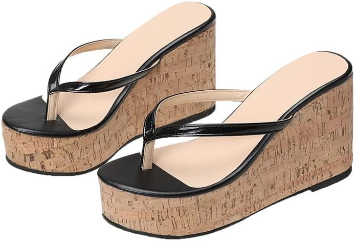 Чехли за жени летни обувки клинове за жени, комфорт сандали с еластична лента на щиколотке ежедневни Бохемската