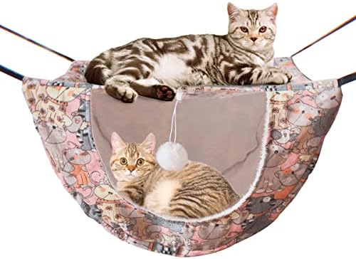 Хамак-Клетка за котки JSPYFITS, Двупластова Подвесная Регулируема Меко легло за домашни любимци, Подходяща за Коте,