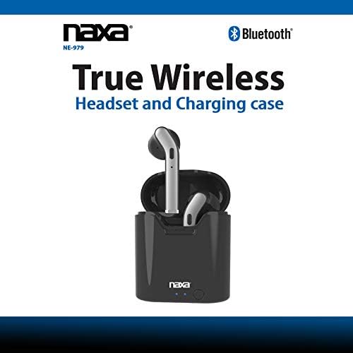 Безжични Слушалки Naxa Electronics Вярно с Калъф за зареждане на Батерията, Черен