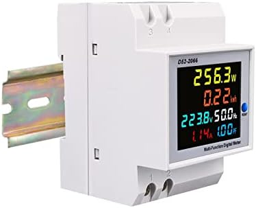 Junniu Din рейк AC Монитор 6В1 110 В на 220 И 380 В 100А Напрежение Ток фактор на мощността Активен кВтч М честота на електрическа енергия Волт-ампер (Цвят: вграден CT, Размер: AC 40-300