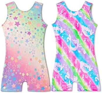 Комплект Гимнастика Трика Rainbow Star за Момичета, Малки Бански костюми Mermaid Gym Biketard, Размер 7-8 Години