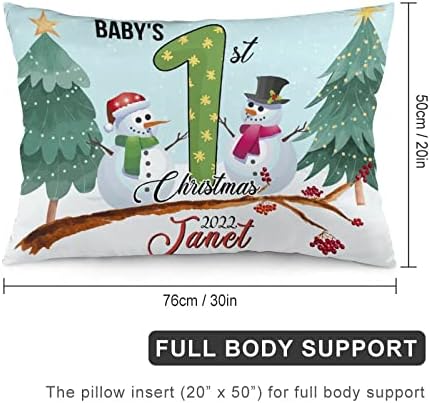 Първата Коледа на бебето 2022, Калъфки за възглавници с Снеговиком и Коледна Елха за бебета, Декоративна Правоъгълна