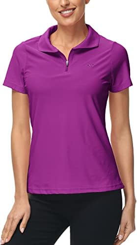 Женска тениска MoFiz UPF 50+ с къс ръкав За Голф, Тенис, Поло, Охлаждаща Риза за Боулинг с цип, Бързосъхнеща Тениска е За Активни
