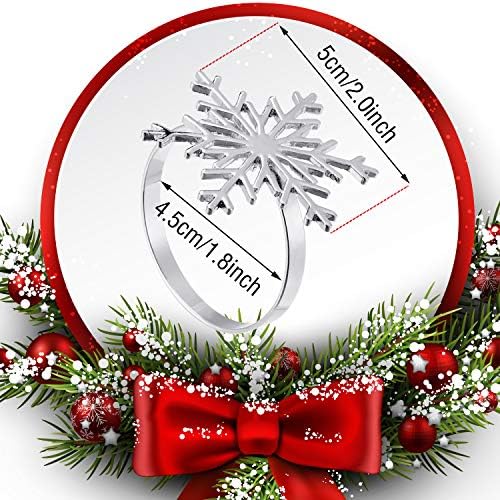 12 Бр. Коледни Пръстени за Салфетки във формата на Снежинки, Метални Пръстени-Поставки за Салфетки във формата