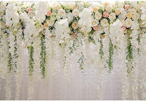 OERJU 10x6,5 фута Сватбен Фон за приемане на Гости Бели Цветя Завеса на Цветя На Фона на Сватбената Церемония Украса за