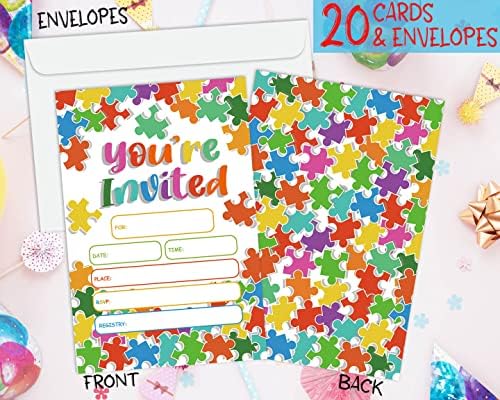 GOXFOC Вие сте Поканени Покани на Парти по случай рождения Ден в Пликове 20 Опаковки, Цветни Покани, Картички-Пъзели, Покани
