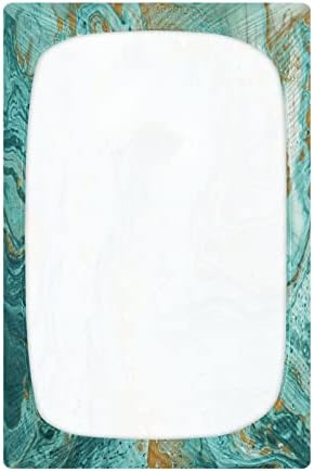 Чаршафи за легла с зелена Златисто Мраморна Текстура - Ластични Чаршафи за момчета и Момичета, Унисекс, Удобни Бебешки Кърпи за яслите 27 x 39 x 5 Инча